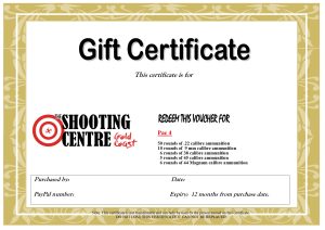 PAC 4, Gift Certificate for The Shooting Centre Gold Coast QLD